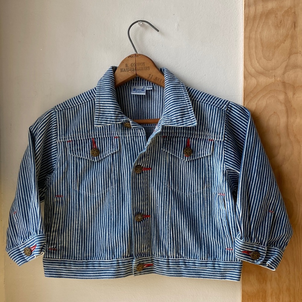 Osh Kosh B’gosh rare vintage hickory striped trucker jacket size 3/4 EVC